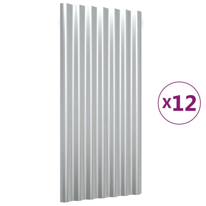 Dachpaneele 12 Stk. Verzinkter Stahl Silber 80x36 cm