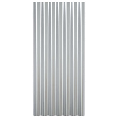 Dachpaneele 12 Stk. Verzinkter Stahl Silber 80x36 cm