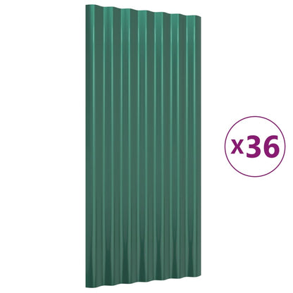 Dachpaneele 36 Stk. Verzinkter Stahl Grün 80x36 cm