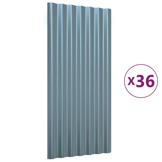 Dachpaneele 36 Stk. Verzinkter Stahl Grau 80x36 cm