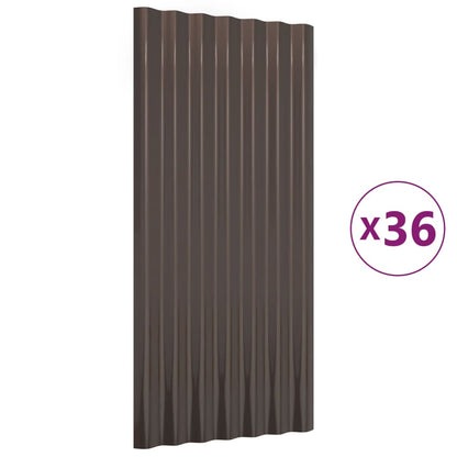 Dachpaneele 36 Stk. Verzinkter Stahl Braun 80x36 cm