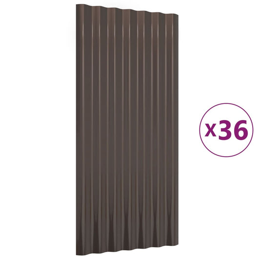 Dachpaneele 36 Stk. Verzinkter Stahl Braun 80x36 cm