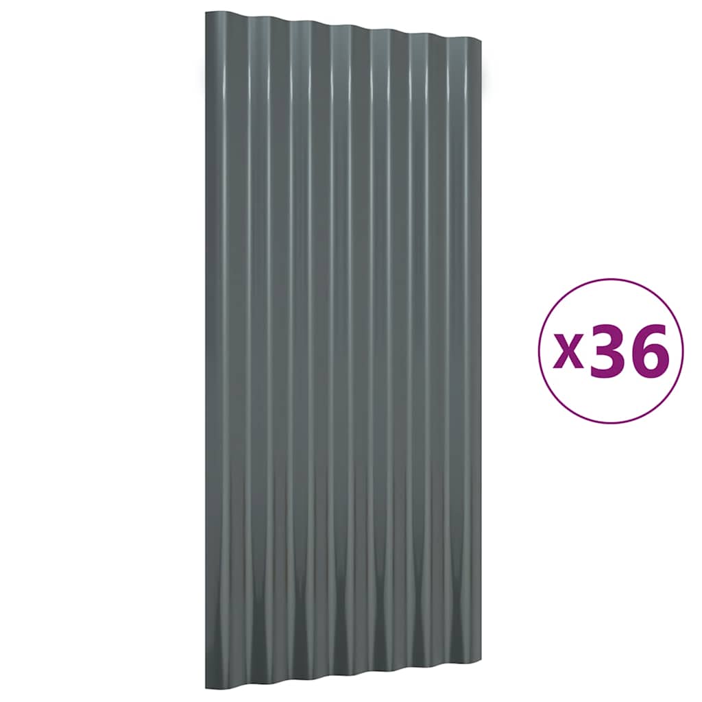 Dachpaneele 36 Stk. Verzinkter Stahl Anthrazit 80x36cm