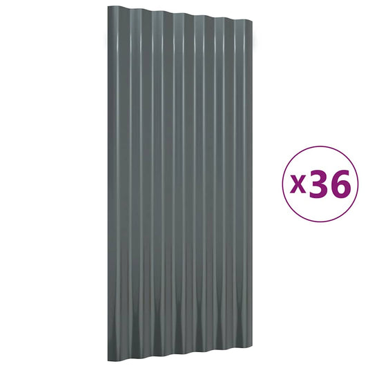 Dachpaneele 36 Stk. Verzinkter Stahl Anthrazit 80x36cm