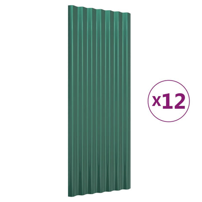 Dachpaneele 12 Stk. Verzinkter Stahl Grün 100x36 cm
