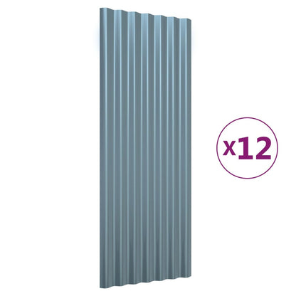 Dachpaneele 12 Stk. Verzinkter Stahl Grau 100x36 cm