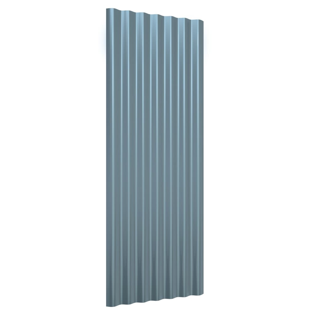 Dachpaneele 12 Stk. Verzinkter Stahl Grau 100x36 cm