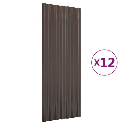 Dachpaneele 12 Stk. Verzinkter Stahl Braun 100x36 cm