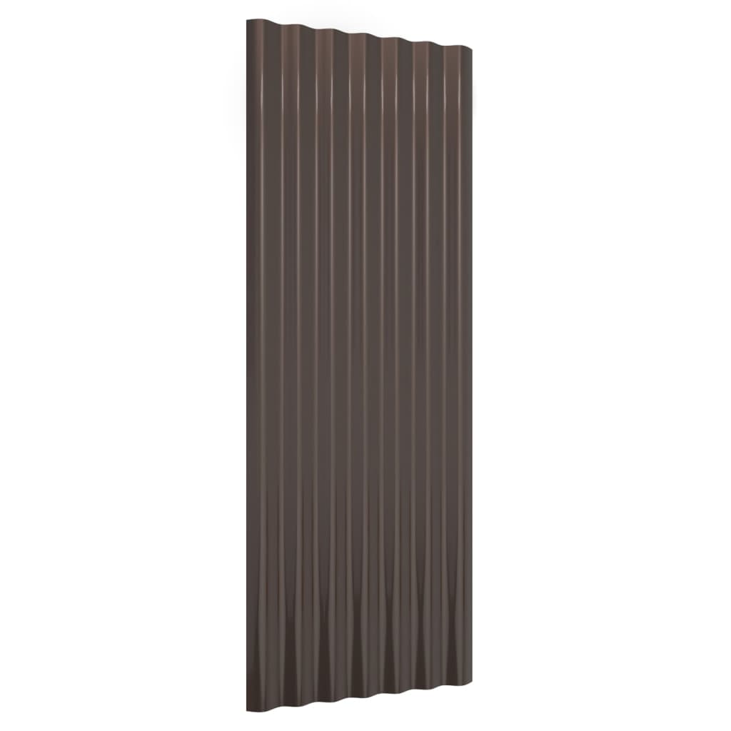 Dachpaneele 12 Stk. Verzinkter Stahl Braun 100x36 cm