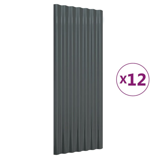 Dachpaneele 12 Stk Verzinkter Stahl Anthrazit 100x36cm