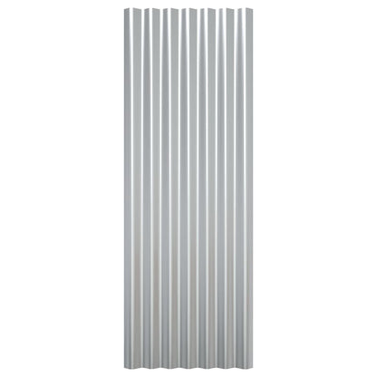 Dachpaneele 12 Stk. Pulverbeschichteter Stahl Silbern 100x36 cm