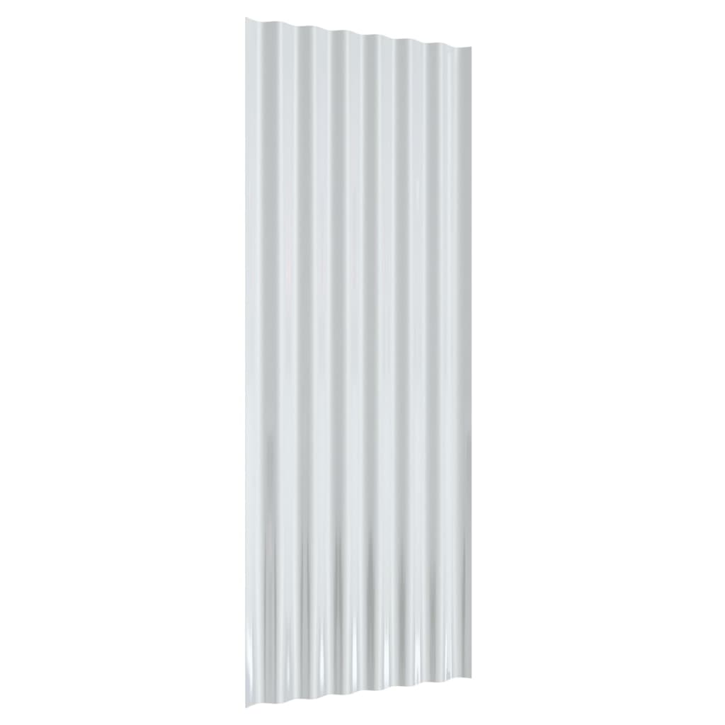 Dachpaneele 12 Stk. Pulverbeschichteter Stahl Silbern 100x36 cm