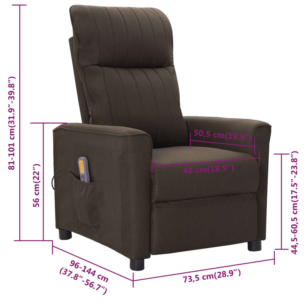 Massagesessel Dunkelbraun Stoff