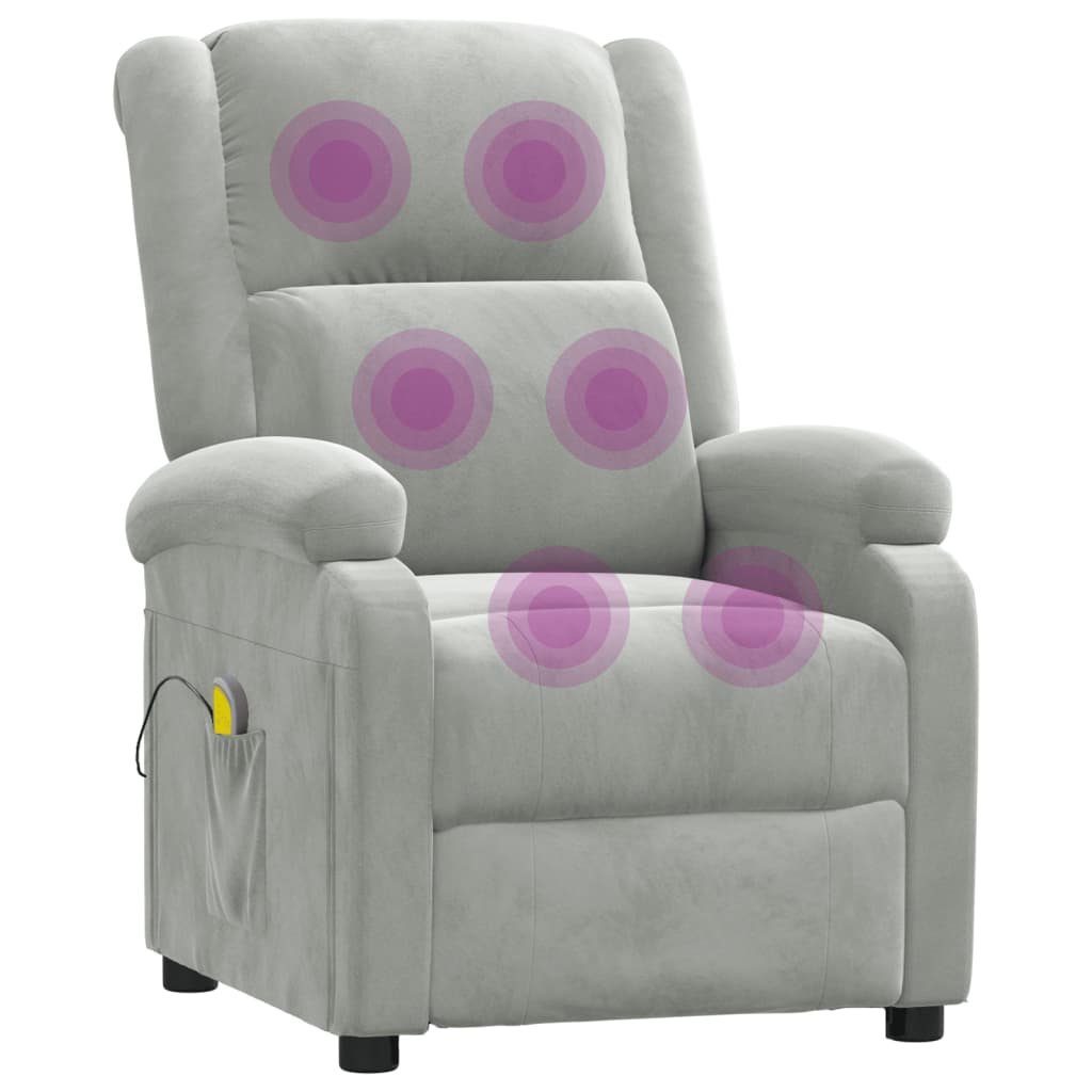 Massagesessel Hellgrau Samt