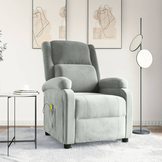 Massagesessel Hellgrau Samt