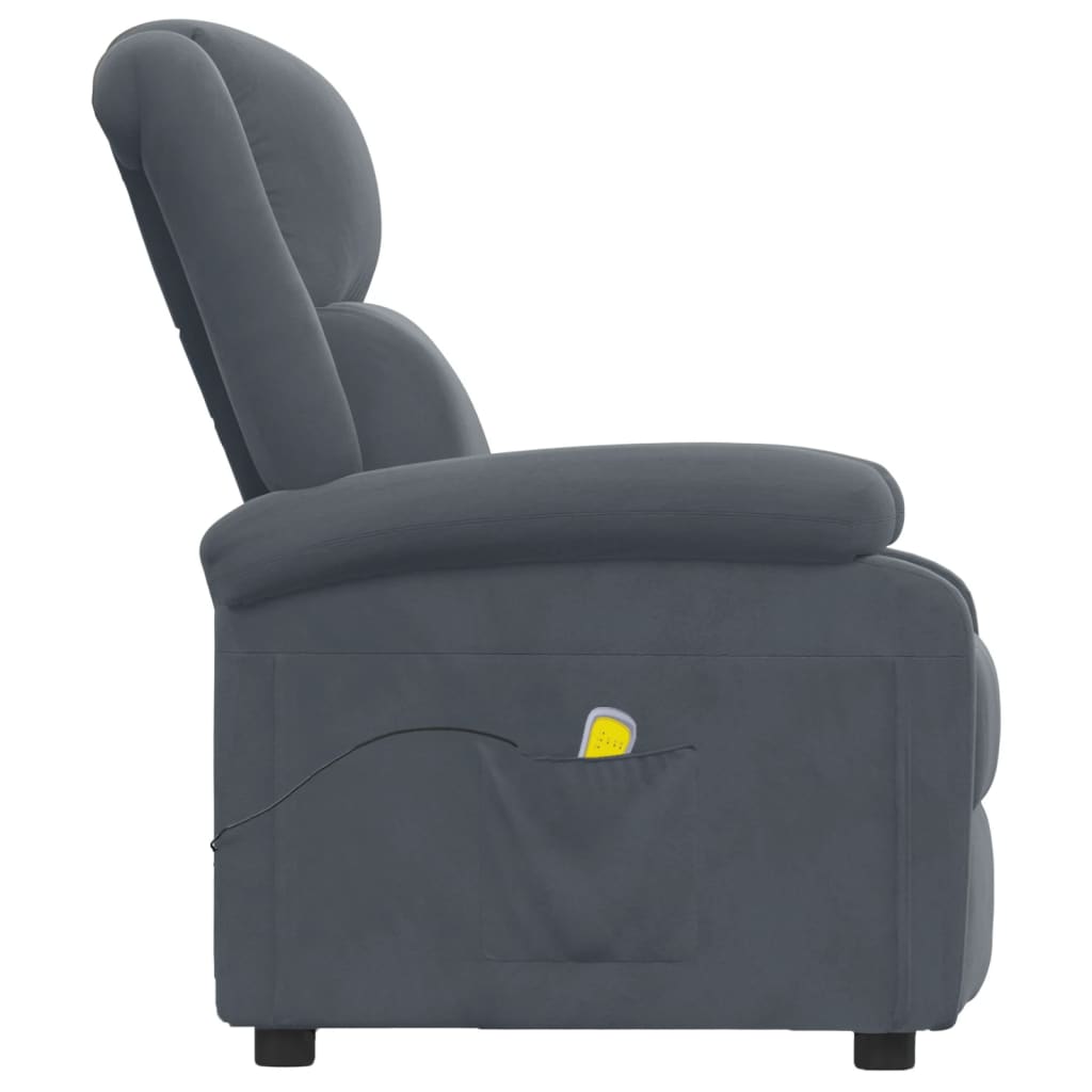 Massagesessel Dunkelgrau Samt