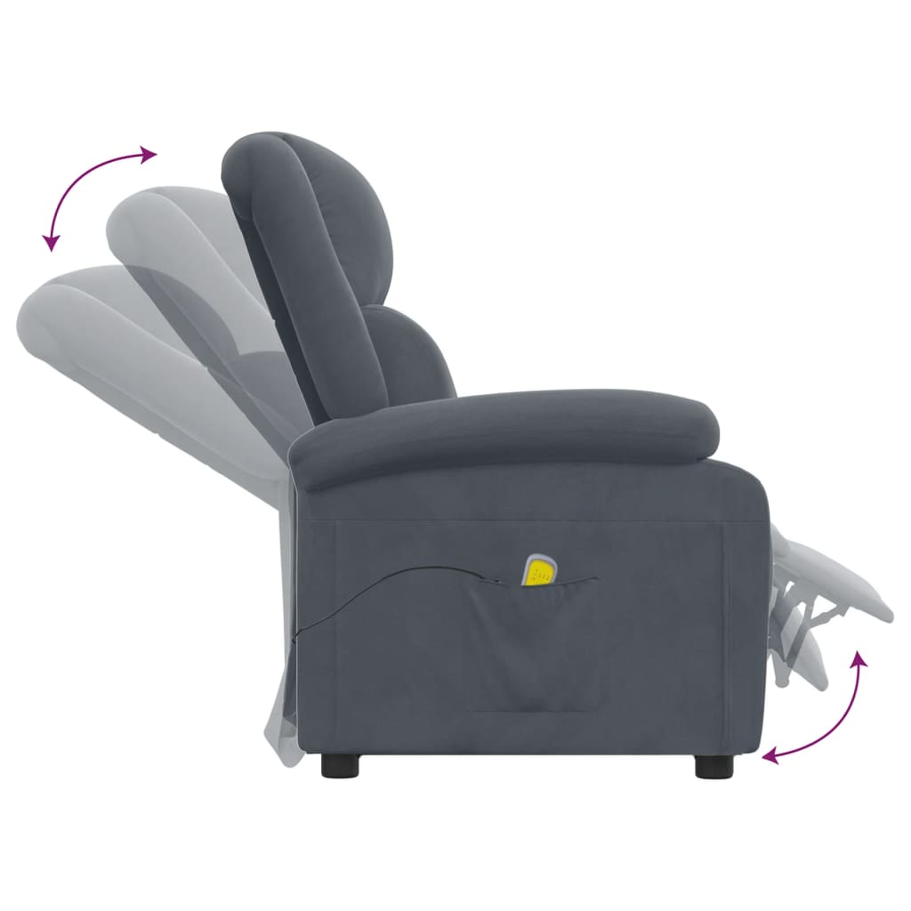 Massagesessel Dunkelgrau Samt