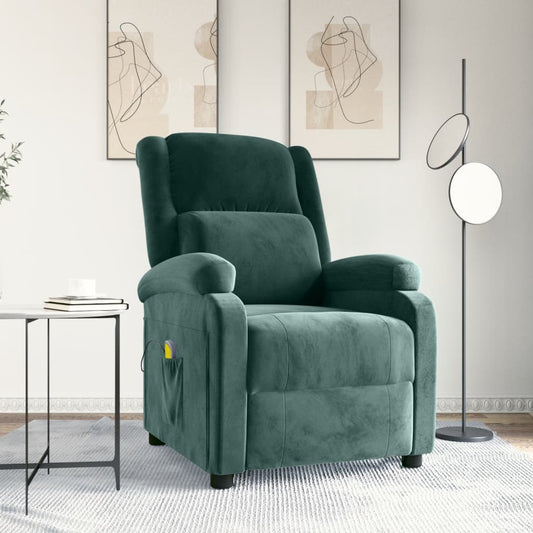 Massagesessel Dunkelgrün Samt