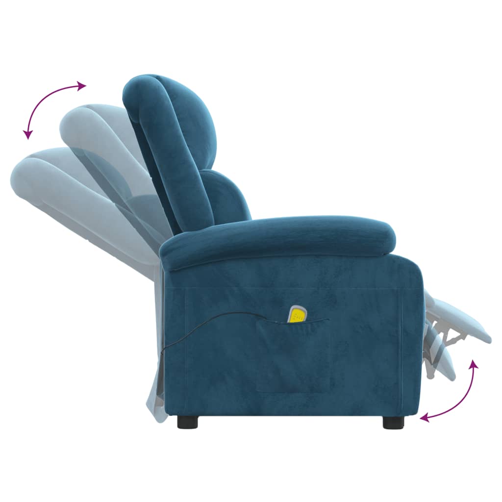 Massagesessel Blau Samt