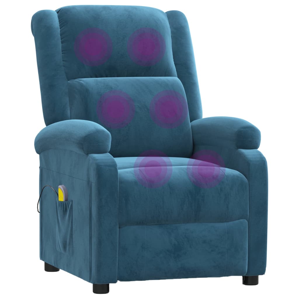 Massagesessel Blau Samt
