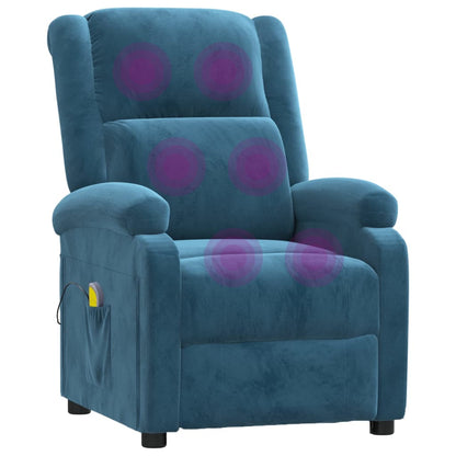 Massagesessel Blau Samt