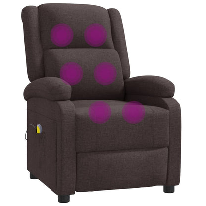 Ohrensessel mit Massagefunktion Dunkelbraun Stoff