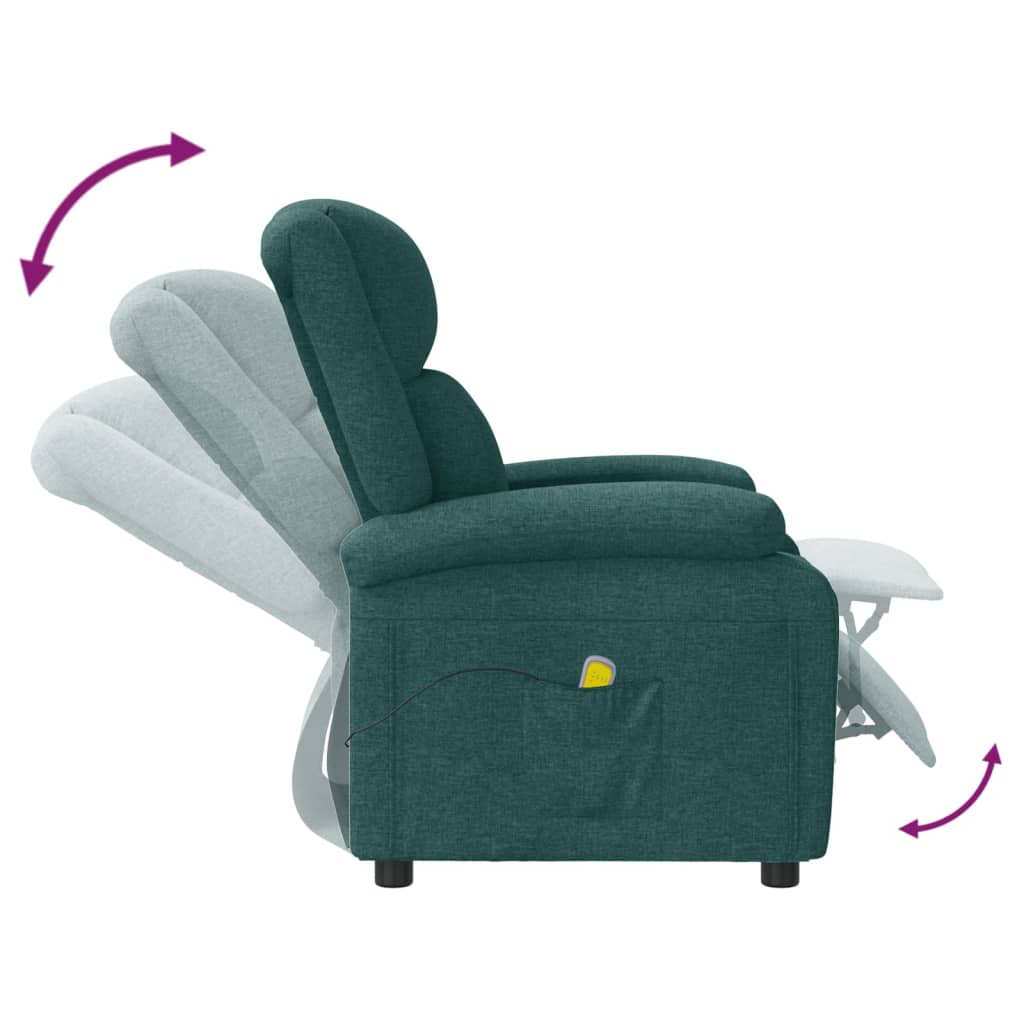 Ohrensessel mit Massagefunktion Dunkelgrün Stoff