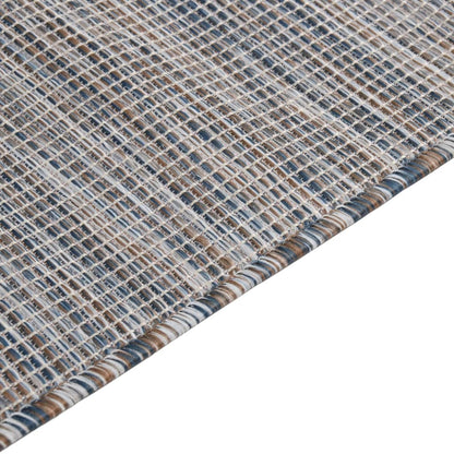 Udendørs tæppe fladvævet 160x230 cm Brun og Blå
