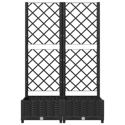 Pflanzkübel mit Spalier Schwarz 80x40x121,5 cm PP