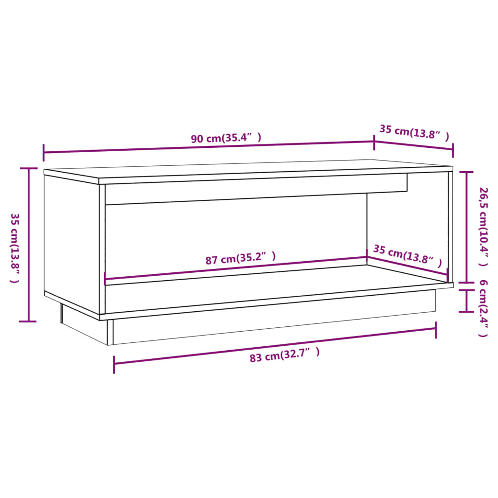 TV-Schrank Honigbraun 90x35x35 cm Massivholz Kiefer