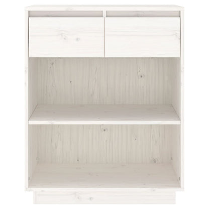 Beistellschrank Weiß 60x34x75 cm Massivholz Kiefer