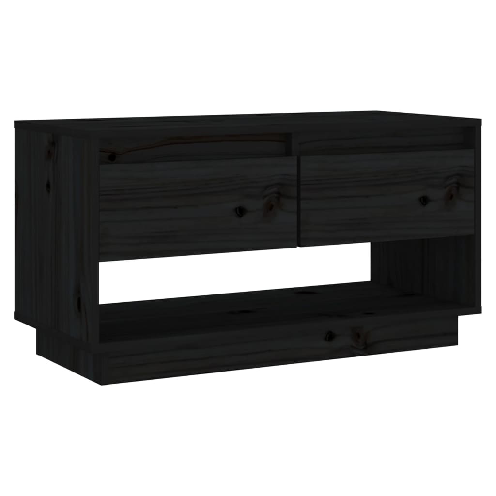 TV-skab Sort 74x34x40 cm Massiv Fyr