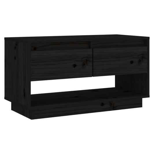 TV-skab Sort 74x34x40 cm Massiv Fyr