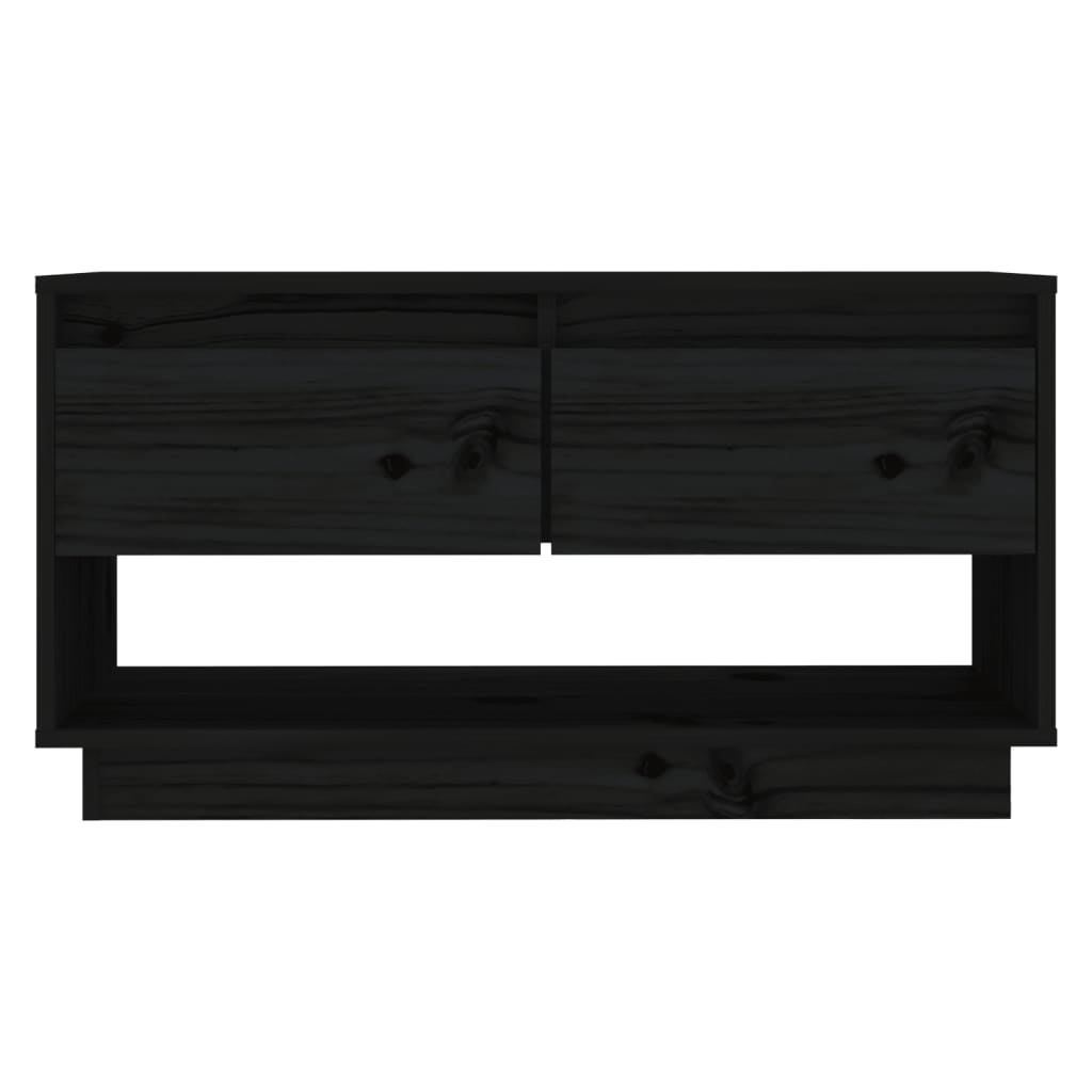TV-skab Sort 74x34x40 cm Massiv Fyr