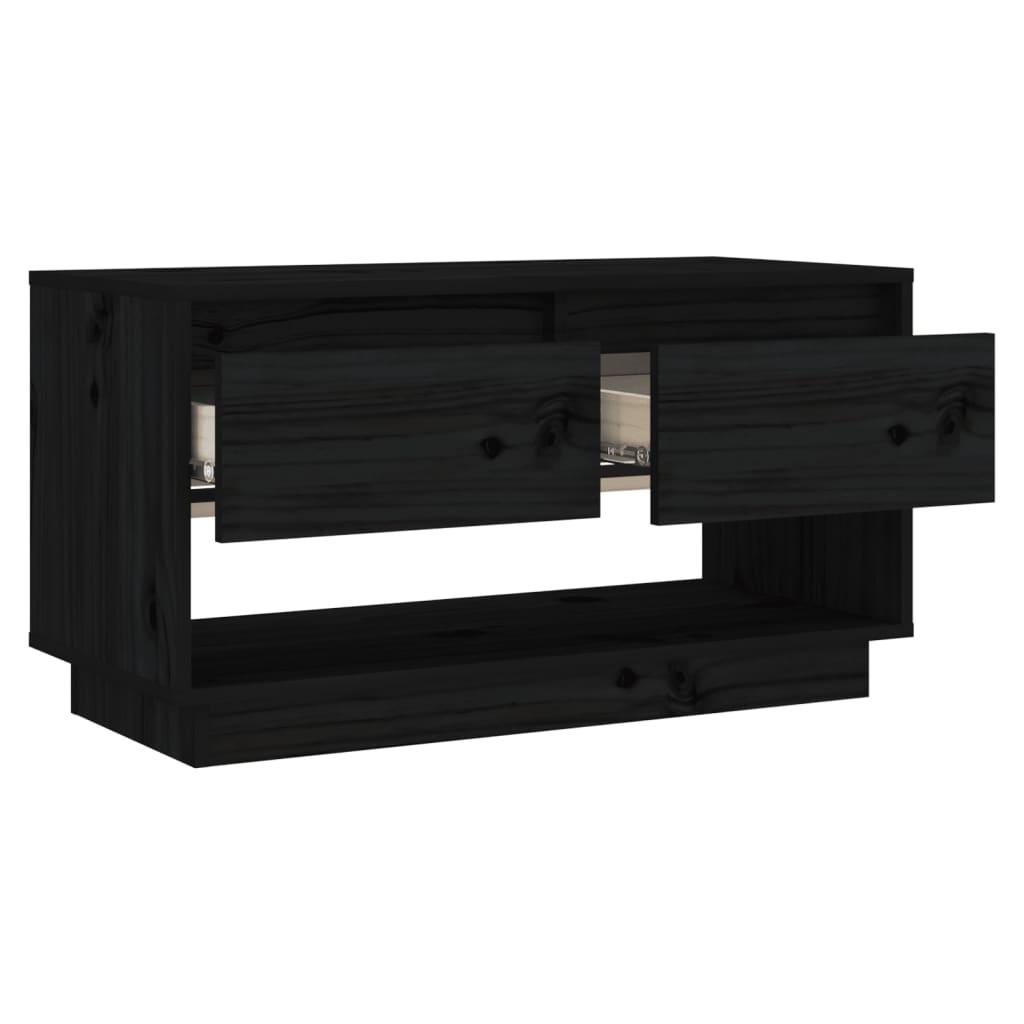 TV-skab Sort 74x34x40 cm Massiv Fyr