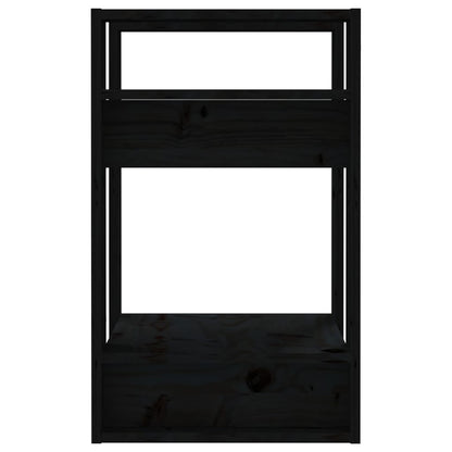 Bücherregal/Raumteiler Schwarz 41x35x57 cm Massivholz Kiefer