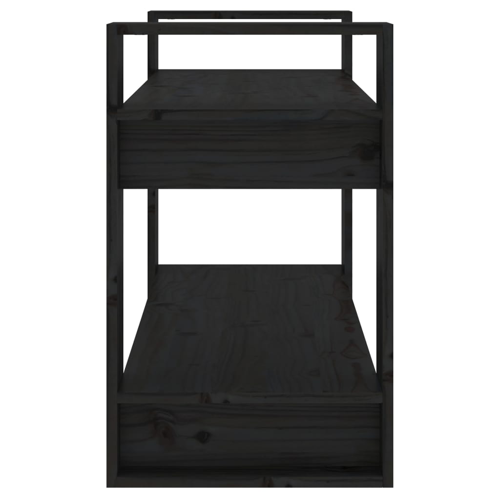 Bücherregal/Raumteiler Schwarz 80x35x56,5 cm Massivholz Kiefer