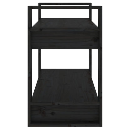 Bücherregal/Raumteiler Schwarz 80x35x56,5 cm Massivholz Kiefer