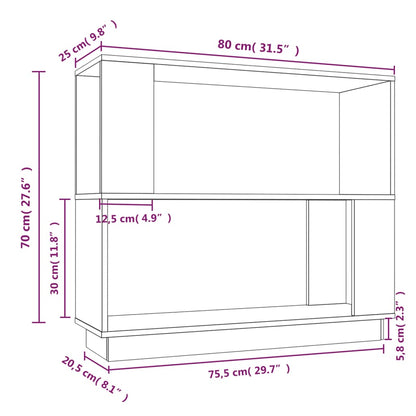 Bücherregal/Raumteiler Weiß 80x25x70 cm Massivholz Kiefer