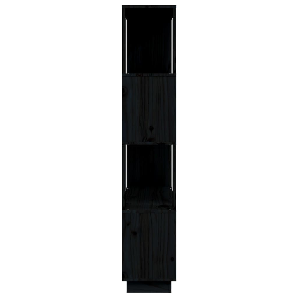 Bücherregal/Raumteiler Schwarz 80x25x132 cm Massivholz Kiefer