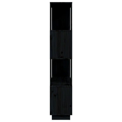 Bücherregal/Raumteiler Schwarz 80x25x132 cm Massivholz Kiefer