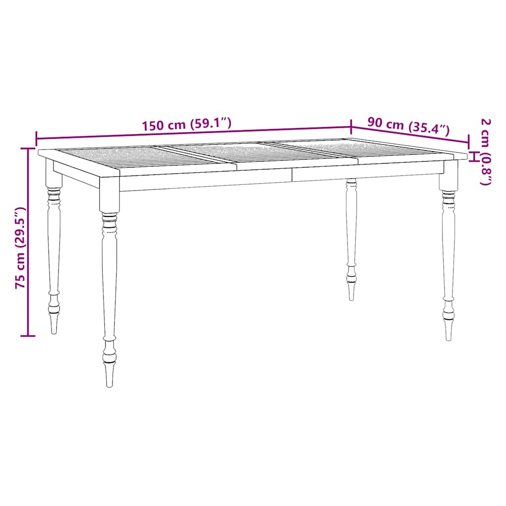 Bartisch Klappbar 90x65x105 cm Massivholz Teak