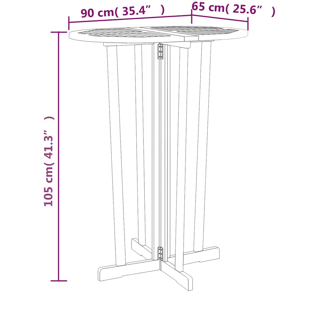 Bartisch Klappbar 90x65x105 cm Massivholz Teak