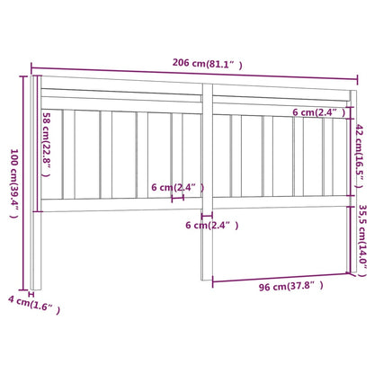 Kopfteil Weiß 206x4x100 cm Massivholz Kiefer