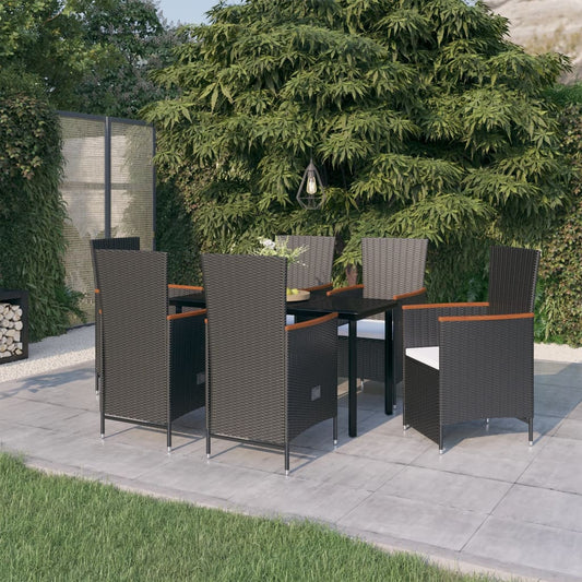 7-tlg. Garten-Essgruppe mit Kissen Schwarz
