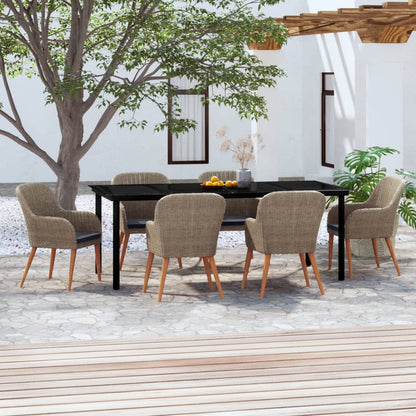 7-tlg. Garten-Essgruppe mit Kissen Braun