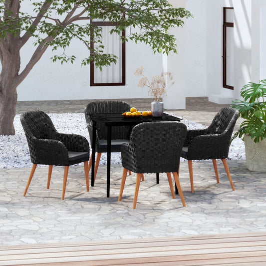 5-tlg. Garten-Essgruppe mit Kissen Schwarz