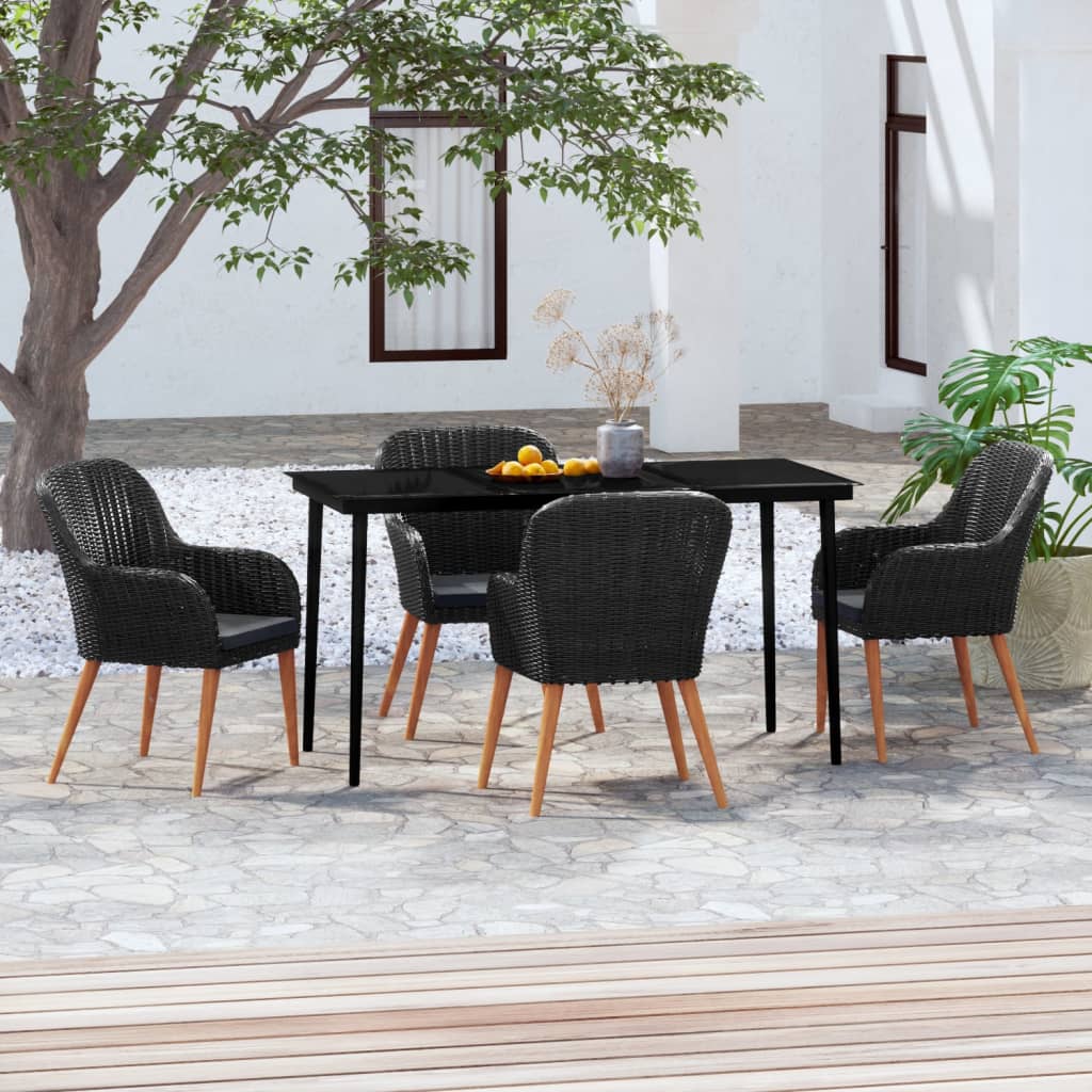 5-tlg. Garten-Essgruppe mit Kissen Schwarz