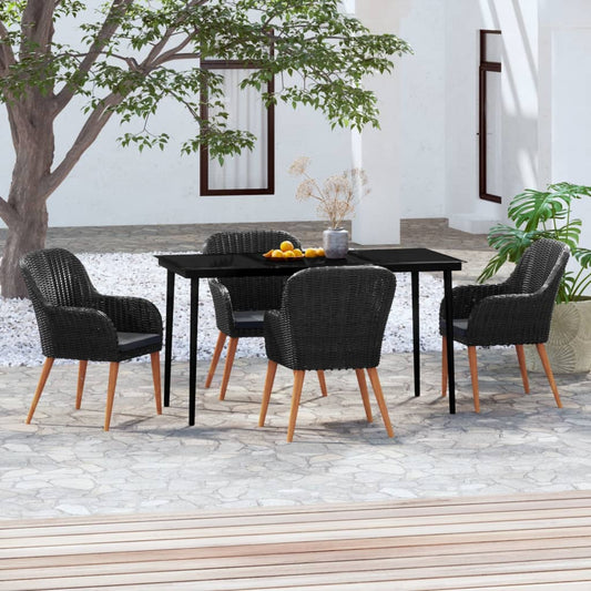 5-tlg. Garten-Essgruppe mit Kissen Schwarz