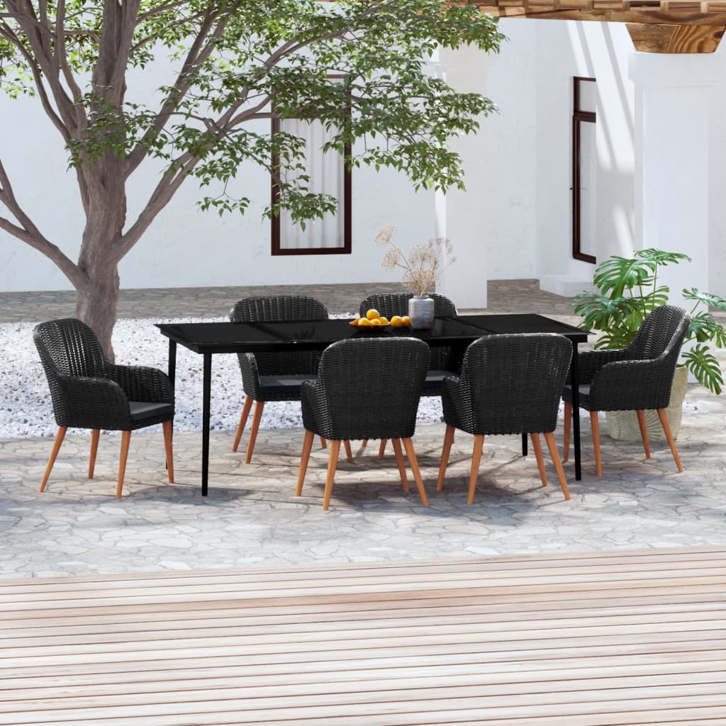 7-tlg. Garten-Essgruppe mit Kissen Schwarz